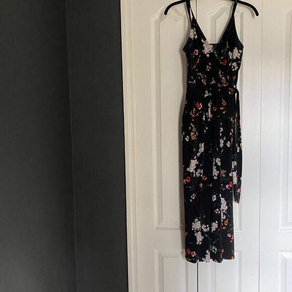 Black Spaghetti-Strap Floral Jumpsuit — Wild Garden Edit - Picture 2 of 5